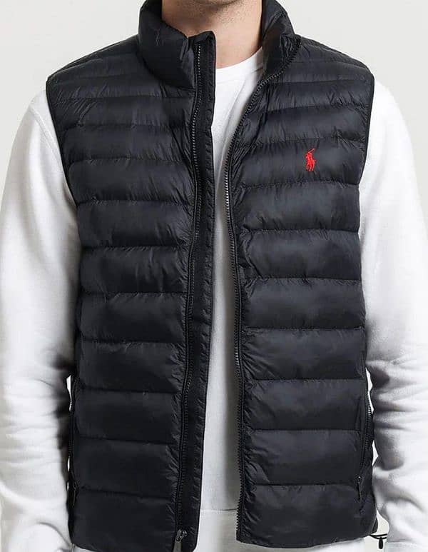 Men's Black Polyester puffer jacket -1 pcs Collard and plain Style 1