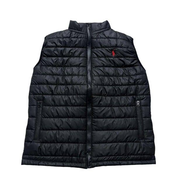 Men's Black Polyester puffer jacket -1 pcs Collard and plain Style 2