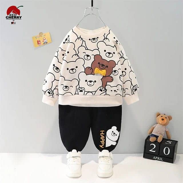 kids bear printed winter track suit 2