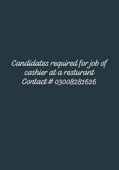 candidates required for cashier's postion