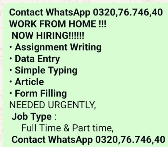 urgent jobs Data Typing work Assignment writing, Content writing M/F 0