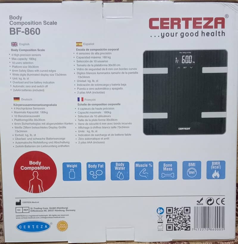 Certeza Weight Machine & Body composition Scale (BF-860) 5