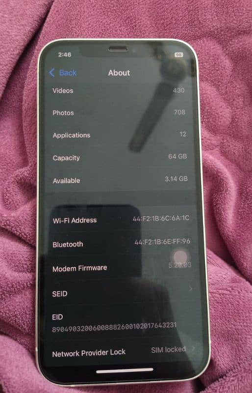 Iphone 12 memory (64gb)JV- (NONPTA)battery 77% Condition 10/9.8 4