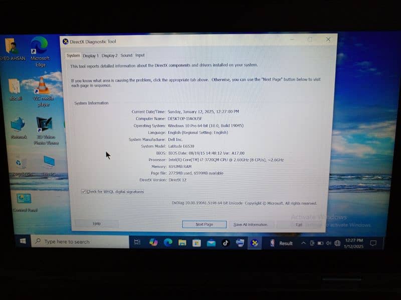 CORE i7 3rd gen Dell laptop 8gb ram 120gb SSD 500gb hhd 1gb Nvidia cad 5