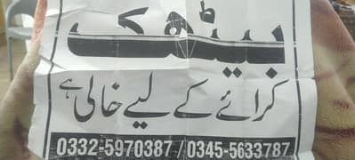 bethak for rent khali hae