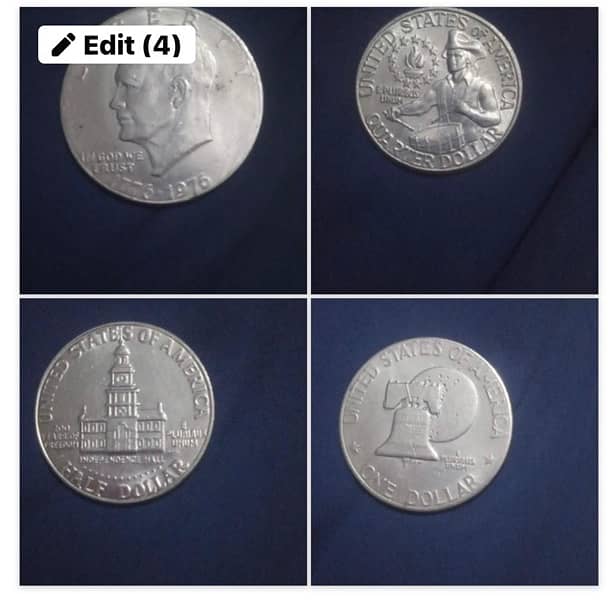 RARE USA 1777–1977 BIG DOLLAR HALF DOLLAR AND QUATER DOLLAR FOR SELL 0