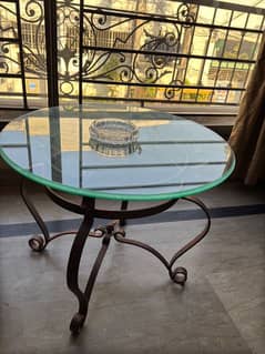 wrought iron tables with glass top