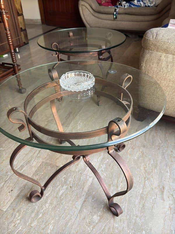 wrought iron tables with glass top 1