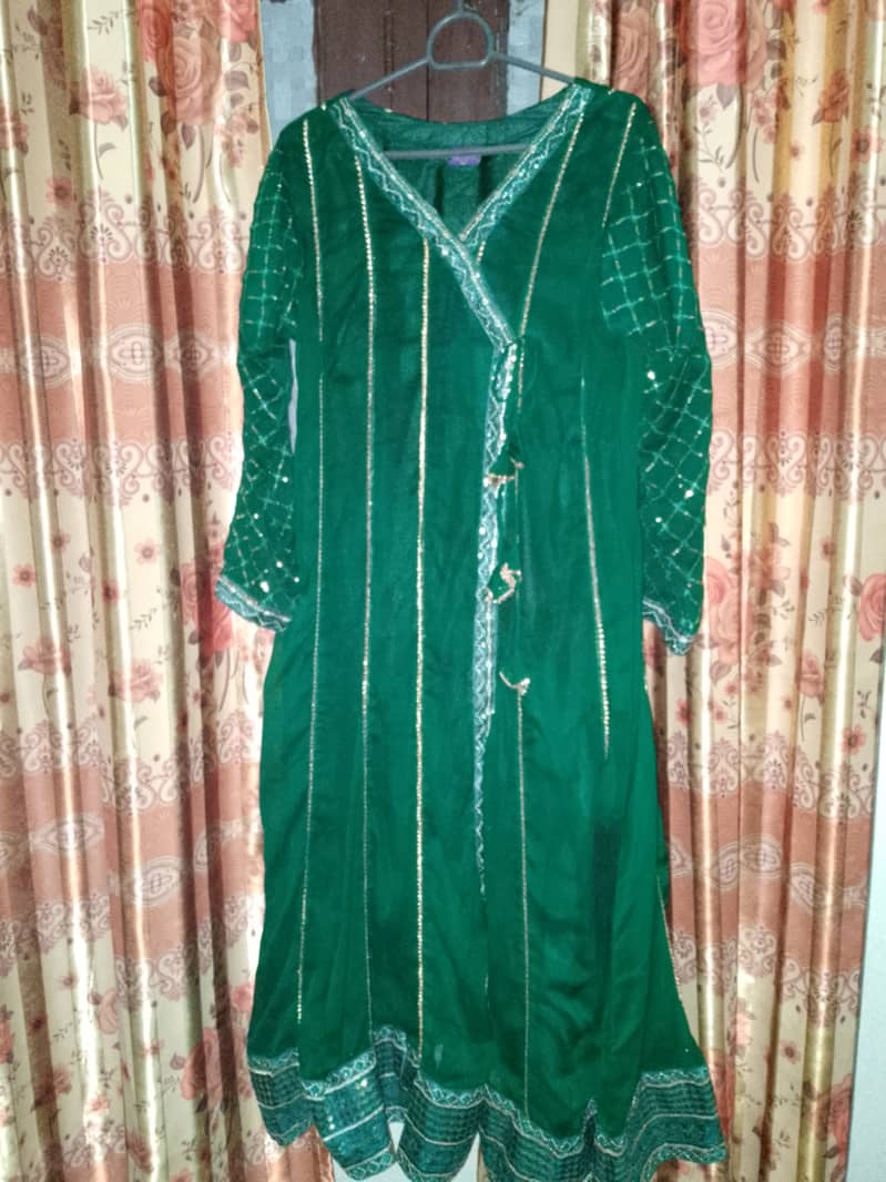 Fancy frock with heavy border and organza dupatta 1