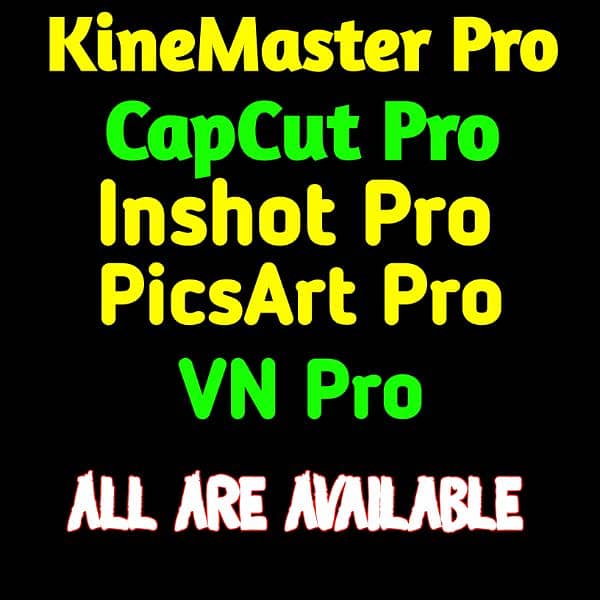 All Are Available|CapCut Pro,KineMaster Pro,Inshot Pro E. T. C 0