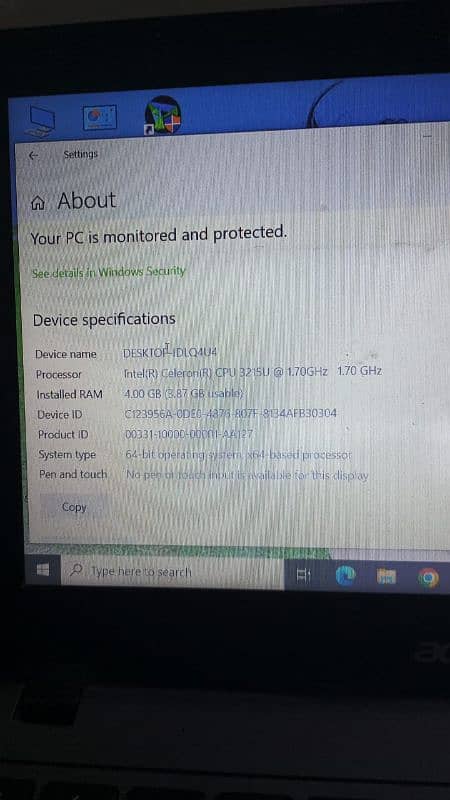 Acer intel celeron 3rd gen 4gb ram 4