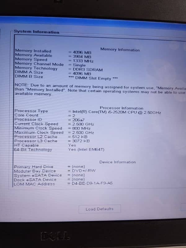 Dell Latitude E6420 i5-2nd Gen 4