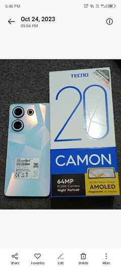 techno camon 20 complete box 10/10 conditions