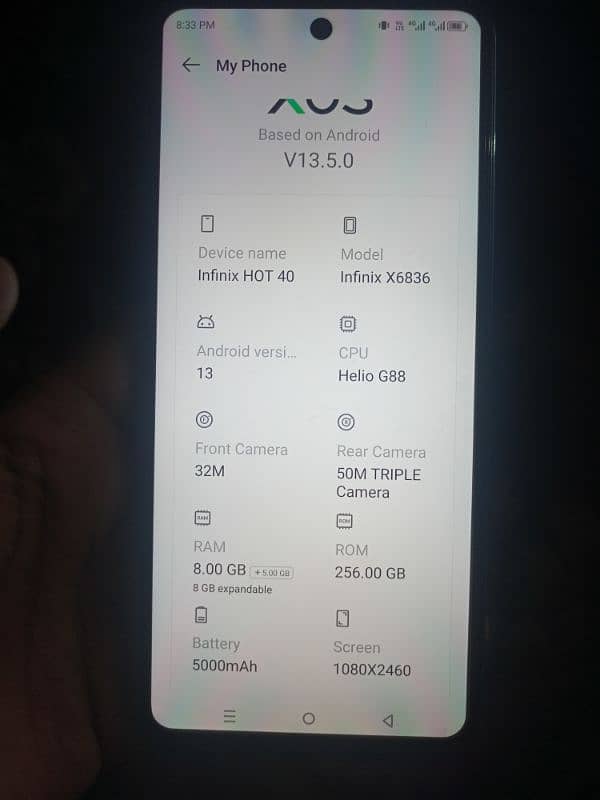 Infinix Hot 40 8+8 256 Gb 8