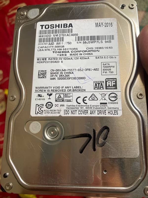 TOAHIBA HDD 500 Gb 0