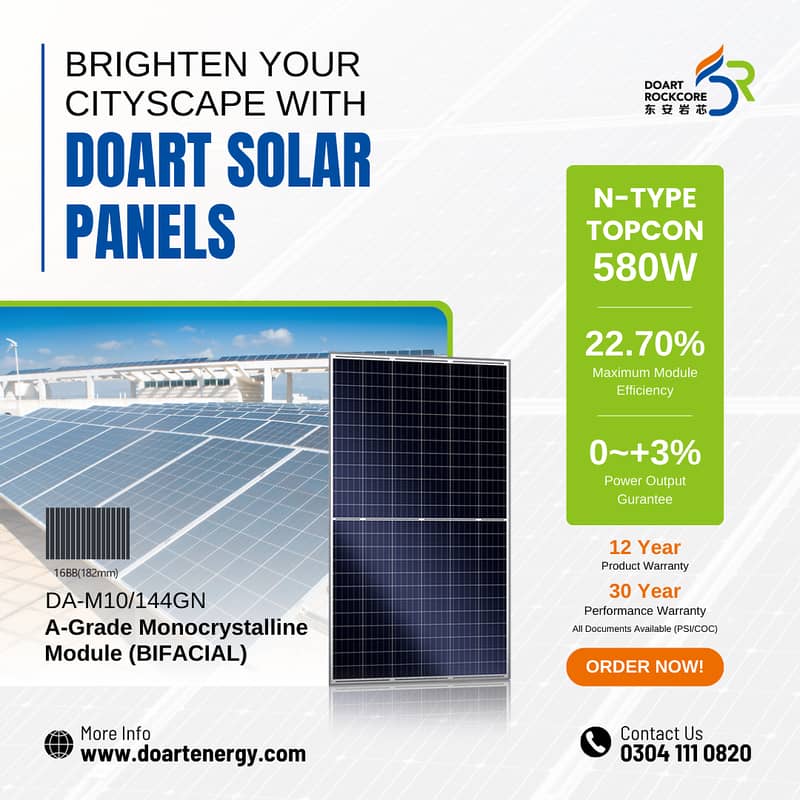 Doart 580W N-type 18BB Bifacial Solar Panels - TOPCon Technology 4