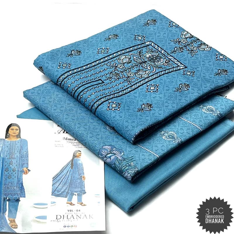 Unstiched Ladies Suit Winter Collection 3Pc Dhanak 6