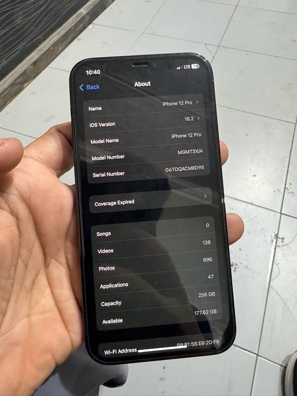 Iphone 12 Pro—256 GB—Physical + E. sim PTA—85. Battery— 8