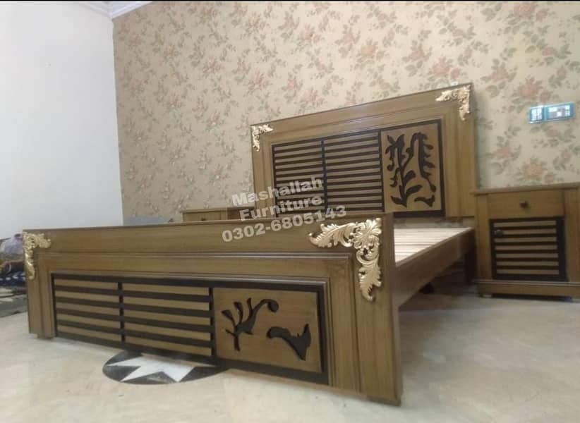 Bed Set - Bedroom Set - Double Bed - Wooden Bed - Bed with Side Table 18