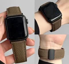 Premium Beige Faux Leather Apple Watch Strap