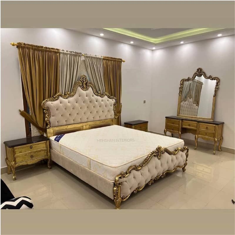 Bed Set - Bedroom Set - King Size Bed - Wooden Bed with side Table 1