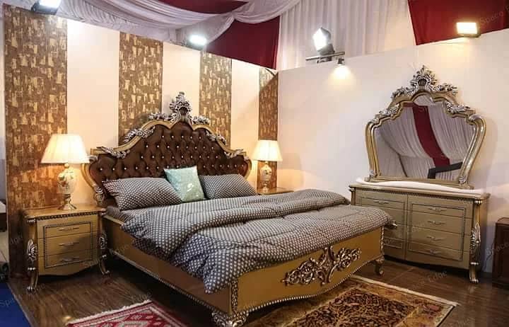 Bed Set - Bedroom Set - King Size Bed - Wooden Bed with side Table 10