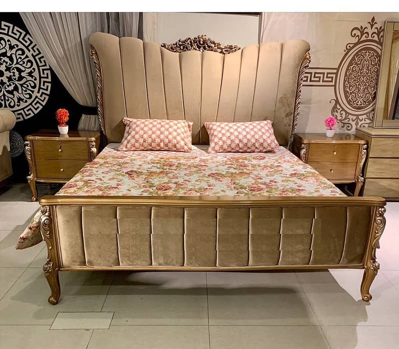 Bed Set - Bedroom Set - King Size Bed - Wooden Bed with side Table 11