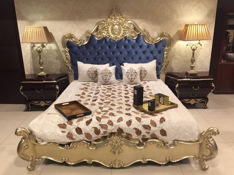 Bed Set - Bedroom Set - King Size Bed - Wooden Bed with side Table 13