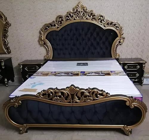 Bed Set - Bedroom Set - King Size Bed - Wooden Bed with side Table 0