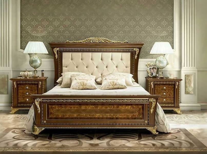 Bed Set - Bedroom Set - King Size Bed - Wooden Bed with side Table 0