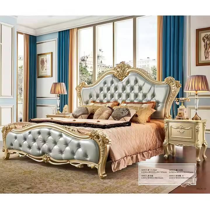 Bed Set - Bedroom Set - King Size Bed - Wooden Bed with side Table 10