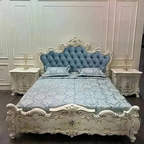 Bed Set - Bedroom Set - King Size Bed - Wooden Bed with side Table 7