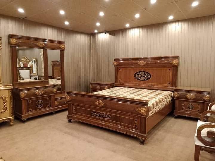 Bed Set - Bedroom Set - King Size Bed - Wooden Bed with side Table 0