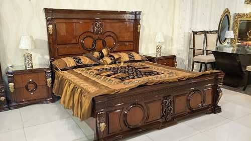 Bed Set - Bedroom Set - King Size Bed - Wooden Bed with side Table 5