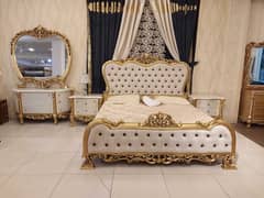 Bed Set - Bedroom Set - King Size Bed - Wooden Bed with side Table