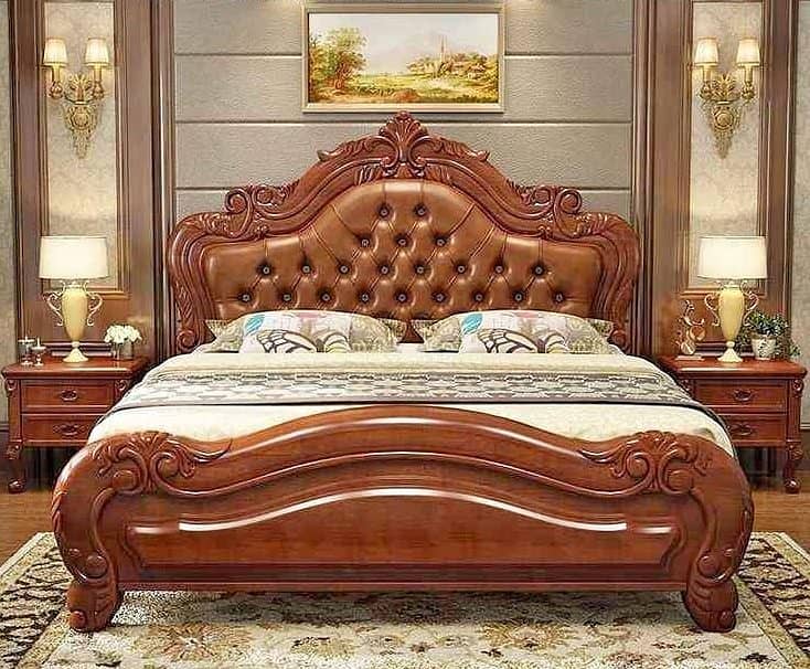 Bed Set - Bedroom Set - King Size Bed - Wooden Bed with side Table 17