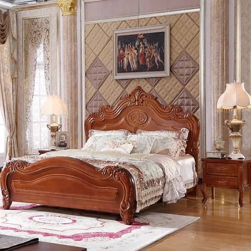 Bed Set - Bedroom Set - King Size Bed - Wooden Bed with side Table 18