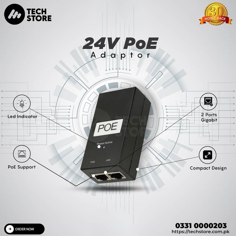 PoE Adapter | PoE 24V 0.5A 12W Carrier Power Over Ethernet Branded Use 0