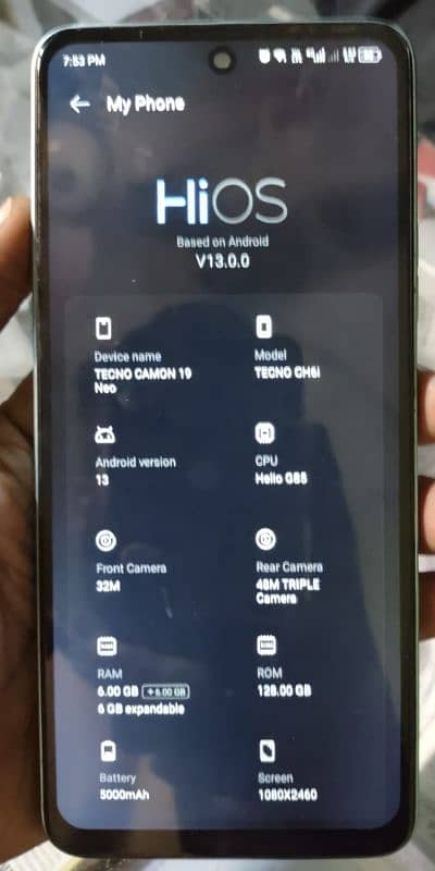 Tecno 19neo Rom 128gb. . Ram 6+6gb With Box 1