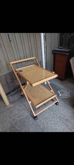 wooden foldable tea trolly