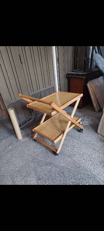 wooden foldable tea trolly 2