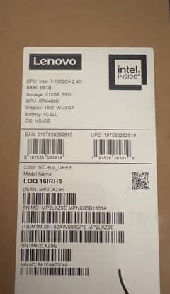 For sale: LOQ 16IRH8 Gaming Laptop - in pristine condition!