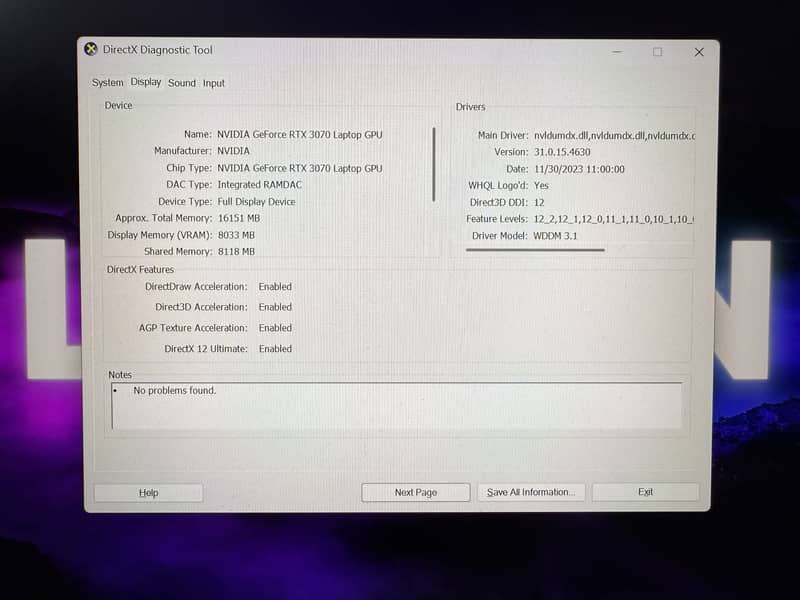 Lenovo Legion 5 Pro - 16 GB RAM - 512 GB SSD - RTX 3070 Graphic Card 3