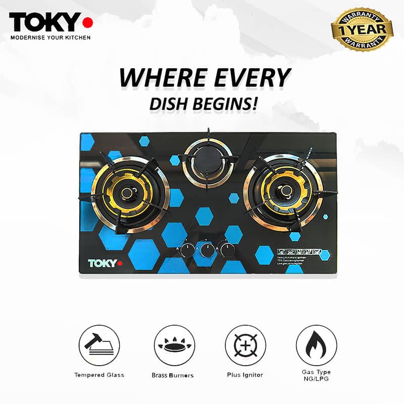 Tokyo Gass Brass Burner - Tempered Glass - Auto Ignition Hobs 1