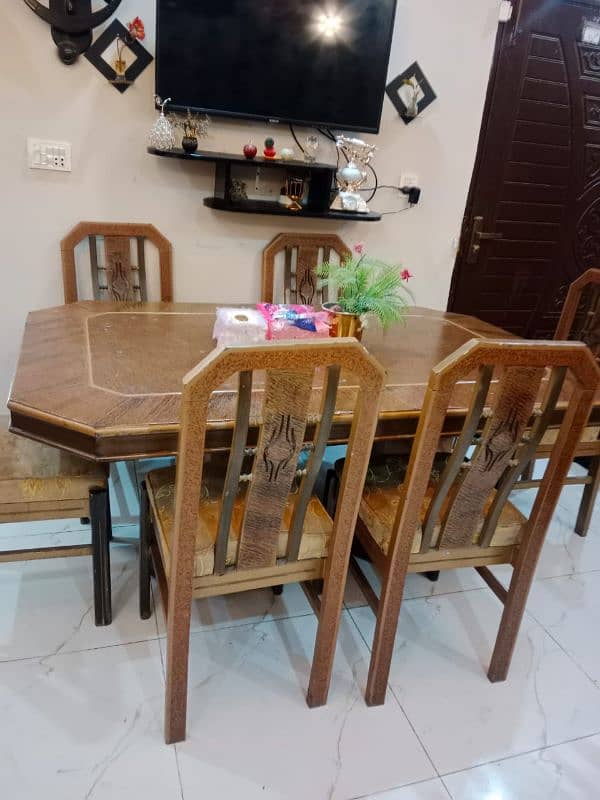 Pure wood k dinning table with 6chairs 0