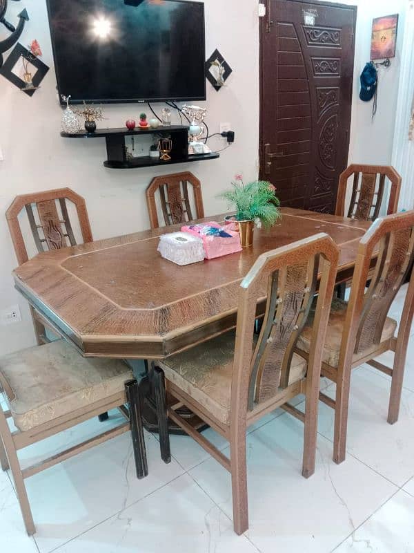 Pure wood k dinning table with 6chairs 7