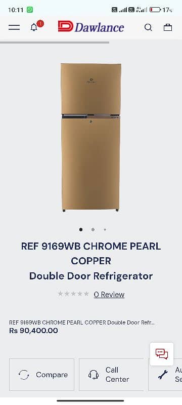 Box Packed Dawlance Refrigerator Medium Size in Golden Color 0