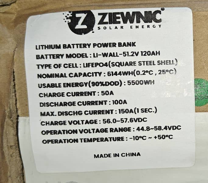 Ziewnic Lithium Ion Battery LI Wall 120AH/48V. 5