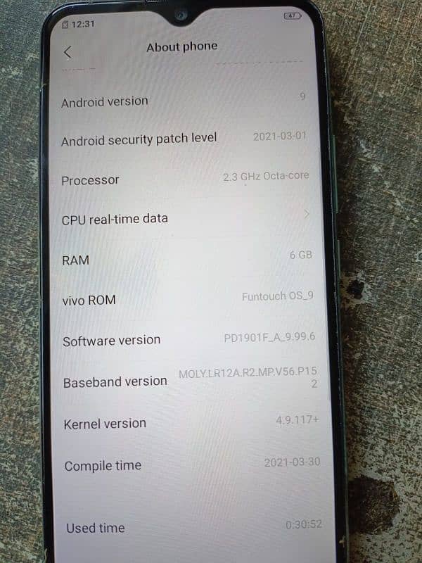 vivo 6/128gb official PTA approved 4