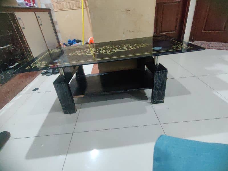 glass and wood table for sale 1